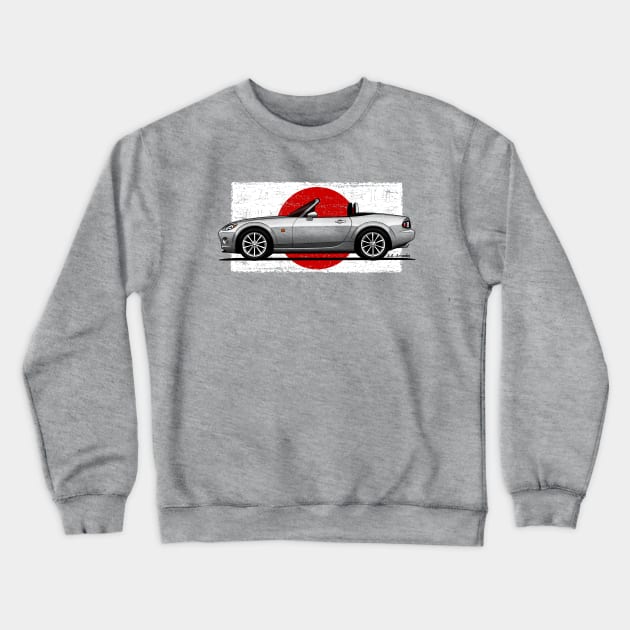 The coolest car ever with japanese flag background Crewneck Sweatshirt by jaagdesign